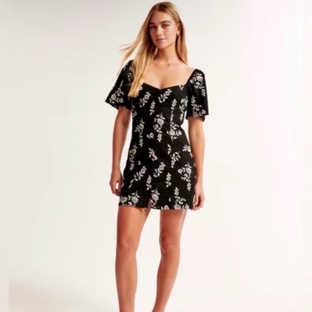 Abercrombie & Fitch Floral Linen Butterfly Sleeves Summer Dress NWT